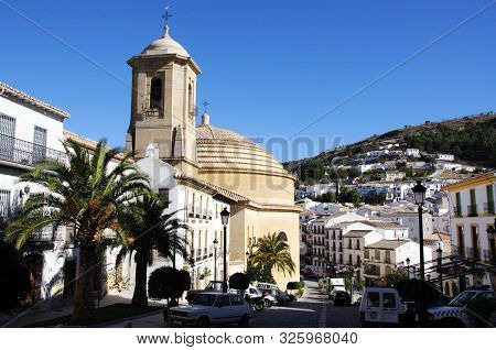 Montefrio, Spain - November 11, 2009 - View Of San Antonio Church And Main Town Street, Montefrio, G