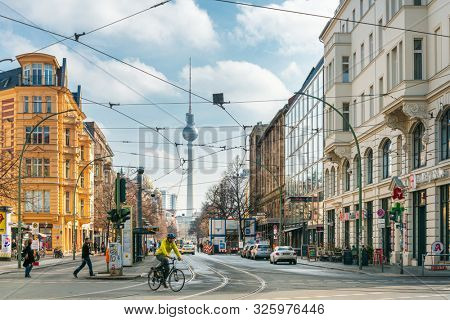 BERLIN, GERMANY- March 11, 2018 : Tv tower or Fersehturm. BERLIN, Germany.