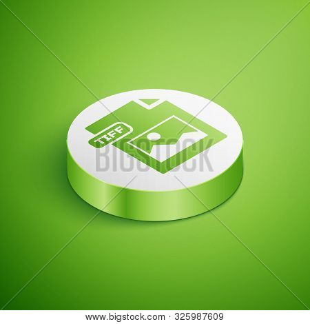 Isometric Tiff File Document. Download Tiff Button Icon Isolated On Green Background. Tiff File Symb