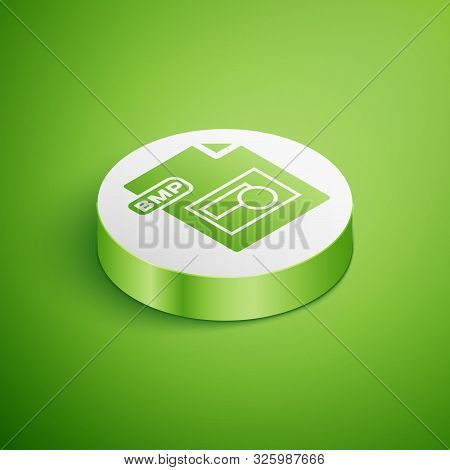 Isometric Bmp File Document. Download Bmp Button Icon Isolated On Green Background. Bmp File Symbol.