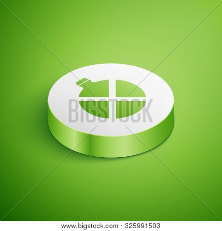 Isometric Canteen Water Bottle Icon Isolated On Green Background. Tourist Flask Icon. Jar Of Water U