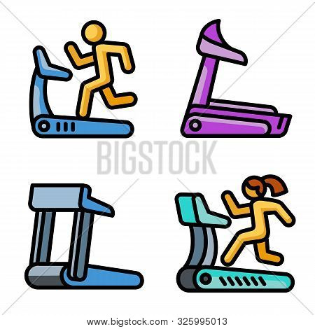 Treadmill Icons Set. Outline Set Of Treadmill Vector Icons For Web Design Isolated On White Backgrou