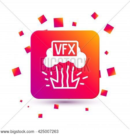 White Vfx Icon Isolated On White Background. Square Color Button. Vector
