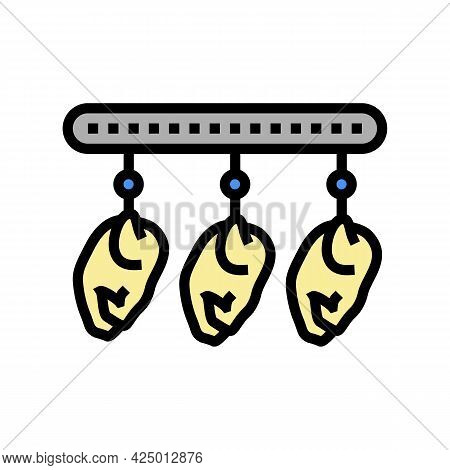 Chicken Carcass Suspended On Equipment Color Icon Vector. Chicken Carcass Suspended On Equipment Sig