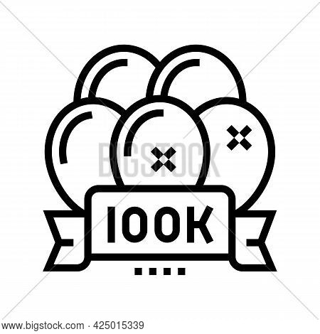 100k Party Celebration Balloons Line Icon Vector. 100k Party Celebration Balloons Sign. Isolated Con