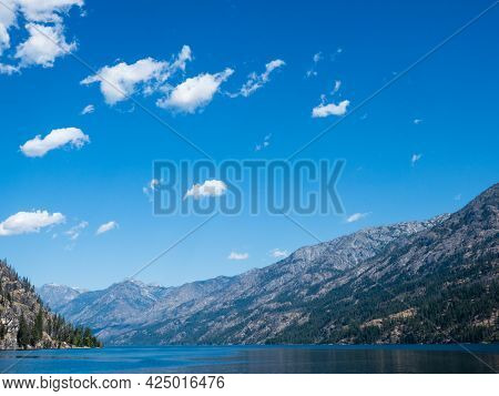 Scenic Landscape Of The Northern End Of Lake Chelan On A Sunny Day - Washington State, Usa
