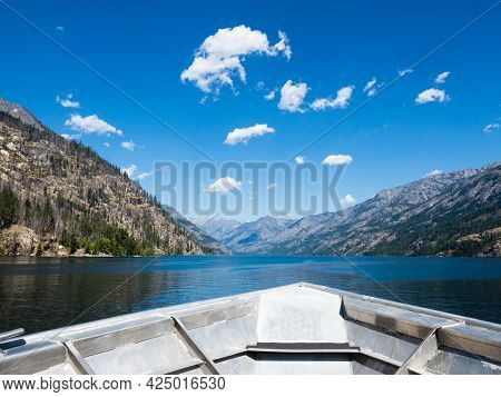 Scenic Landscape Of Lake Chelan From Aboard The Chelan - Stehekin Ferry - Washington State, Usa