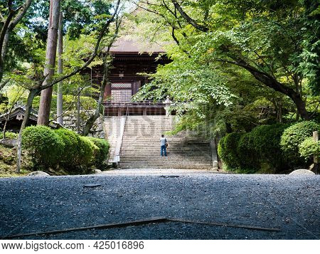 Otsu, Japan - August 21, 2018: On The Grounds Of Miidera, Temple Number 14 Of The Saigoku Kannon Pil