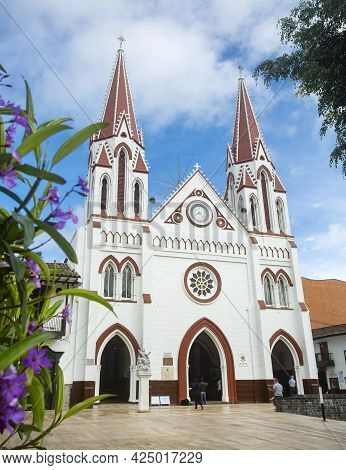 La Ceja, Antioquia - Colombia. June 26, 2021. Minor Basilica Of Our Lady Of Carmen, Colombian Church