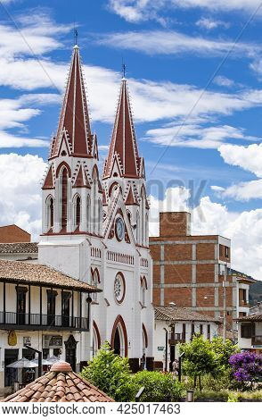 La Ceja, Antioquia - Colombia. June 26, 2021. Minor Basilica Of Our Lady Of Carmen, Colombian Church