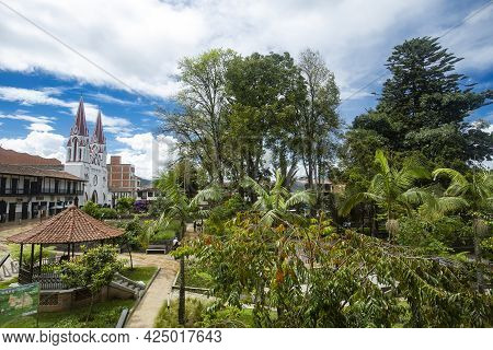 La Ceja, Antioquia - Colombia. June 26, 2021. Minor Basilica Of Our Lady Of Carmen, Colombian Church