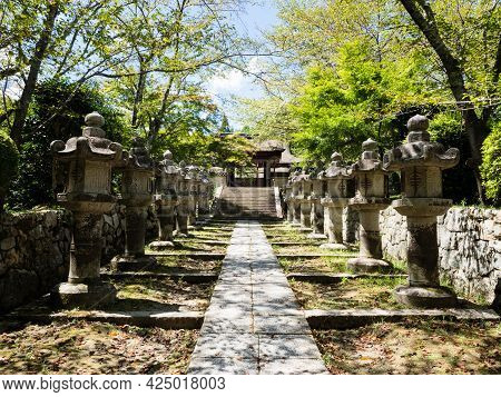 Otsu, Japan - August 21, 2018: On The Grounds Of Miidera, Temple Number 14 Of The Saigoku Kannon Pil