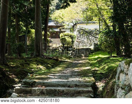 Otsu, Japan - August 21, 2018: On The Grounds Of Miidera, Temple Number 14 Of The Saigoku Kannon Pil