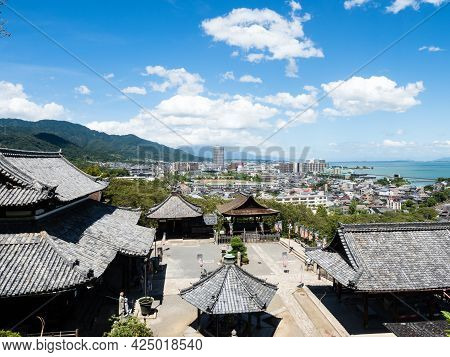 Otsu, Japan - August 21, 2018: Scenic View Over The City Of Otsu And Lake Biwa From Miidera, Temple 