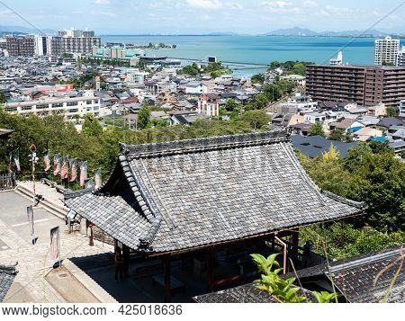 Otsu, Japan - August 21, 2018: Scenic View Over The City Of Otsu And Lake Biwa From Miidera, Temple 
