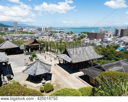 Otsu, Japan - August 21, 2018: Scenic View Over The City Of Otsu And Lake Biwa From Miidera, Temple 