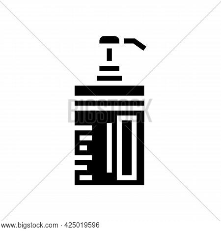 Conditioner Keratin Bottle With Pump Glyph Icon Vector. Conditioner Keratin Bottle With Pump Sign. I