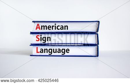 Asl, American Sign Language Symbol. Books With Words 'asl, American Sign Language'. Beautiful White 