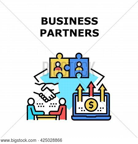 Business Partner Vector Icon Concept. Discussing And Communication Businessman With Business Partner