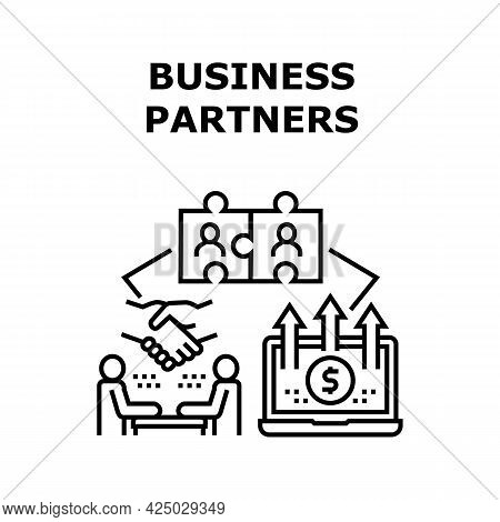 Business Partner Vector Icon Concept. Discussing And Communication Businessman With Business Partner