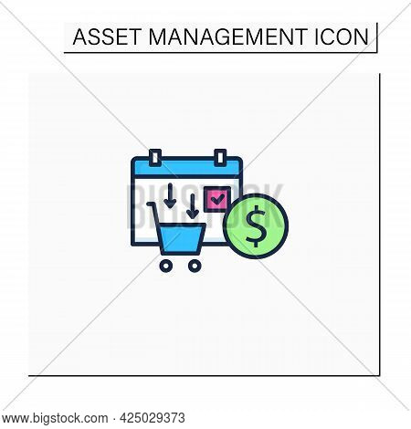 Asset Purchase Date Color Icon.stock Purchase Process. Calendar. Business Concept. Isolated Vector I