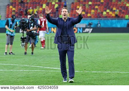 Bucharest, Romania - June 21, 2021: Head Coach Of Austria National Football Team Franco Foda Reacts 