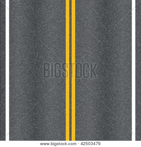 Asphalt road vector texture with marking lines.