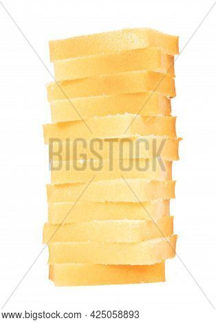 Traditional Homemade Sliced Buttercake, Isolated On A White Background