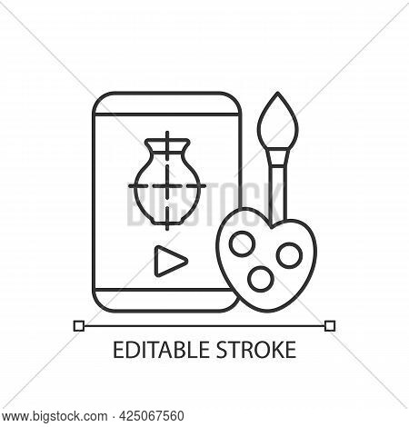 Drawing Tutorials Linear Icon. Art Class. E Learning For Painting. School For Studying Remotely. Thi
