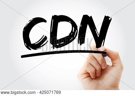 Cdn - Content Delivery Network Acronym With Marker, Technology Concept Background