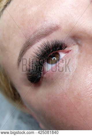 Lash Extensions In Beauty Salon Macro Eye Top View