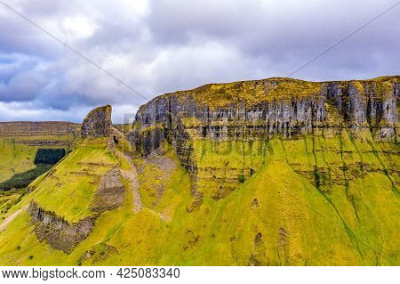Aerial View Of Rock Formation Located In County Leitrim, Ireland Called Eagles Rock