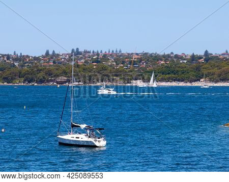 Sydney Harbour viewed from Glifton Gardens Beach NSW Australia turquoise blue colour of the ocean an