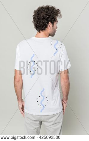 Back view of man in white t-shirt mockup