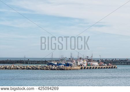 Gansbaai, South Africa - April 12, 2021: View Of The Harbour In Gansbaai In The Western Cape Provinc