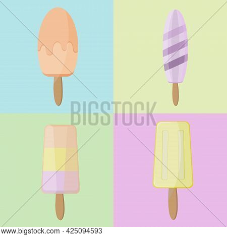 Ice Cream Vector, Colored Ice Cream Icons
