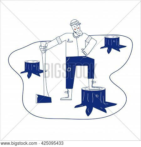 Forester Man Sketch Icon Vector. Hand Drawn Blue Doodle Line Art Forester Man Sign. Isolated Symbol 