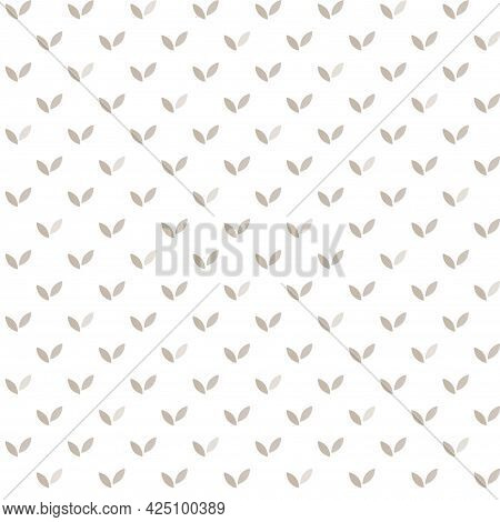 Beige Leaf Pattern. Brown Seamless Leaves Bedsheet Texture. Vector Print. Illustration Background. F