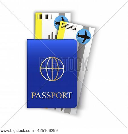 Passport With Tickets. Travel Concept. Business Concept. Vector Illustration. Stock Image.