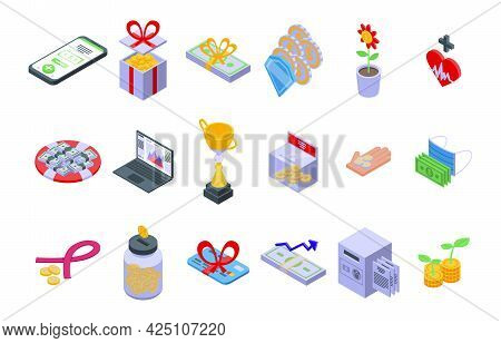 Financial Support Icons Set Isometric Vector. Finance Advice. Advisor Business Help
