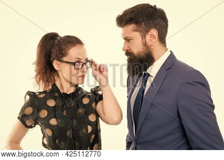 Employer And Employee Relations. Law Firm Employee And Lawyer. Professional Couple. Business Woman A