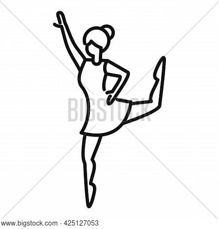 Dancing Ballerina Icon Outline Vector. Ballet Dance Girl. Ballerina Dancer
