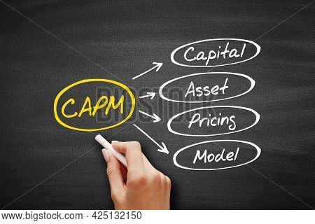Capm - Capital Asset Pricing Model Acronym, Business Concept On Blackboard