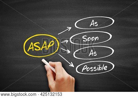 Asap - As Soon As Possible Acronym, Business Concept On Blackboard