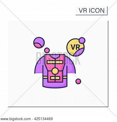 Haptic Suit Color Icon. Special Comfortable Suit To Virtual Reality Gaming. Free Movements. Virtual 