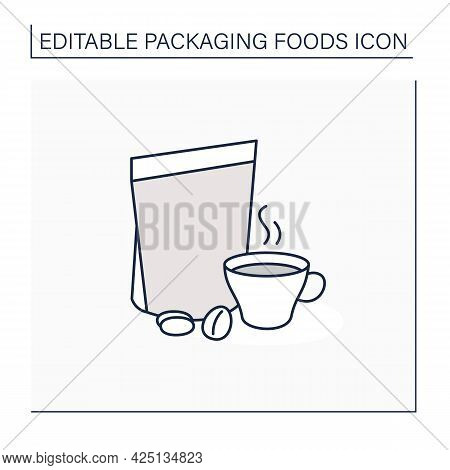 Coffee In Bags Line Icon. Individual Package. Portion Control, Protection, Tampering Resistance From