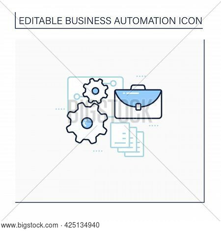 Implementing Business Automation Line Icon. Implementation Process Electronic Technology. Improvemen