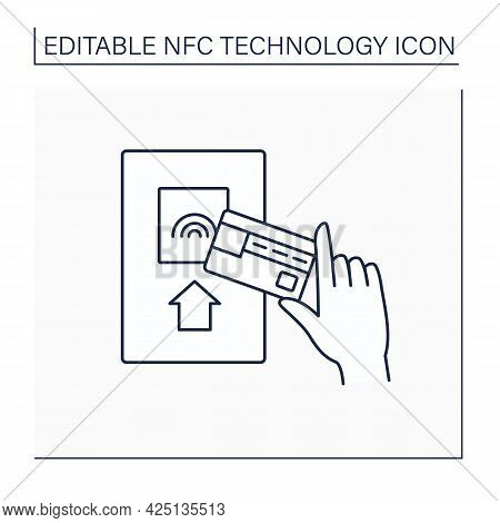 Nfc Line Icon. Credit Card For Payment. Near Field Communication. Contactless Payment Concept. Isola