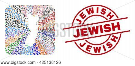 Vector Mosaic Pemba Island Map Of Different Icons And Jewish Seal. Mosaic Pemba Island Map Construct