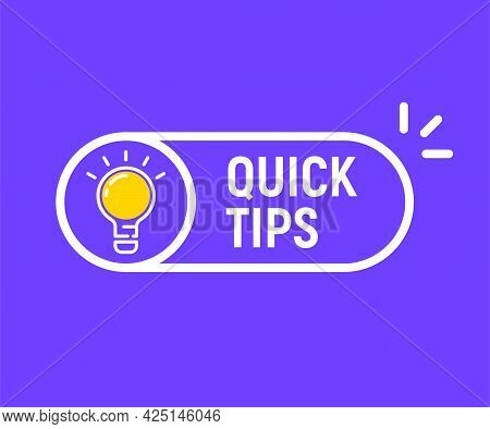 Quick Tip Hint Vector Icon Bulb. Fact Tip Idea Line Icon Logo Guide